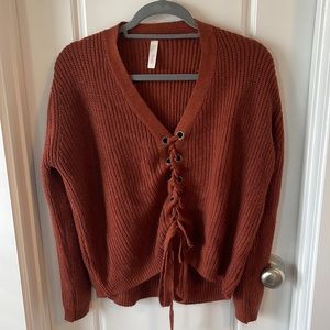 Lace-up tie sweater